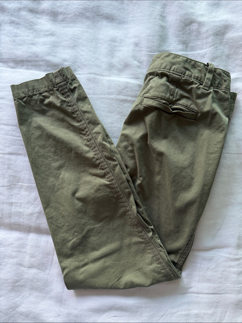 Quince Stretch Cotton Olive Green Twill Girlfriend Chino Pants 27